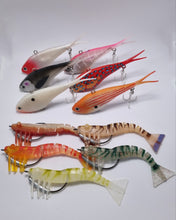 Load image into Gallery viewer, COMBO - 6 x 130mm/63g Tuff Vibe and 5 x 120mm/17g Pro Series Prawns.
